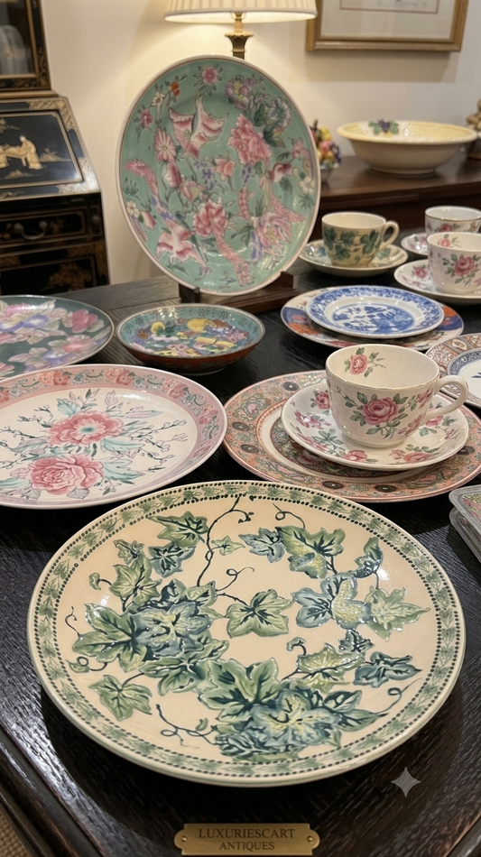 Vintage Decorative Floral Porcelain Plate Collection
