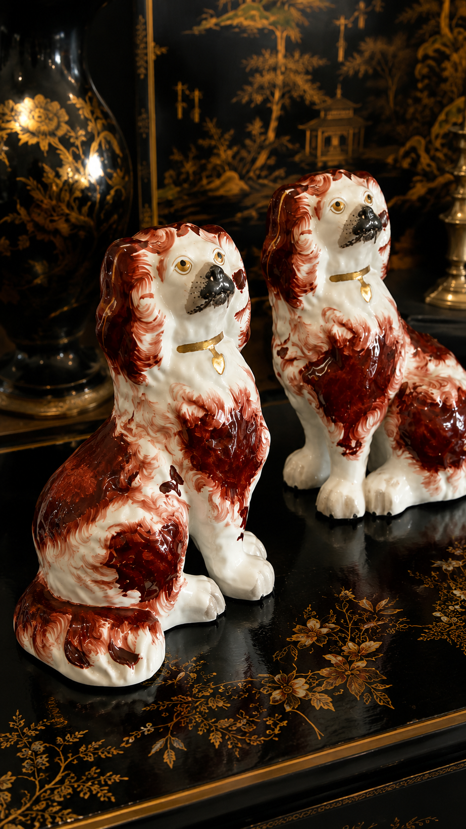 19th Century English Staffordshire Spaniel Dogs – Pair