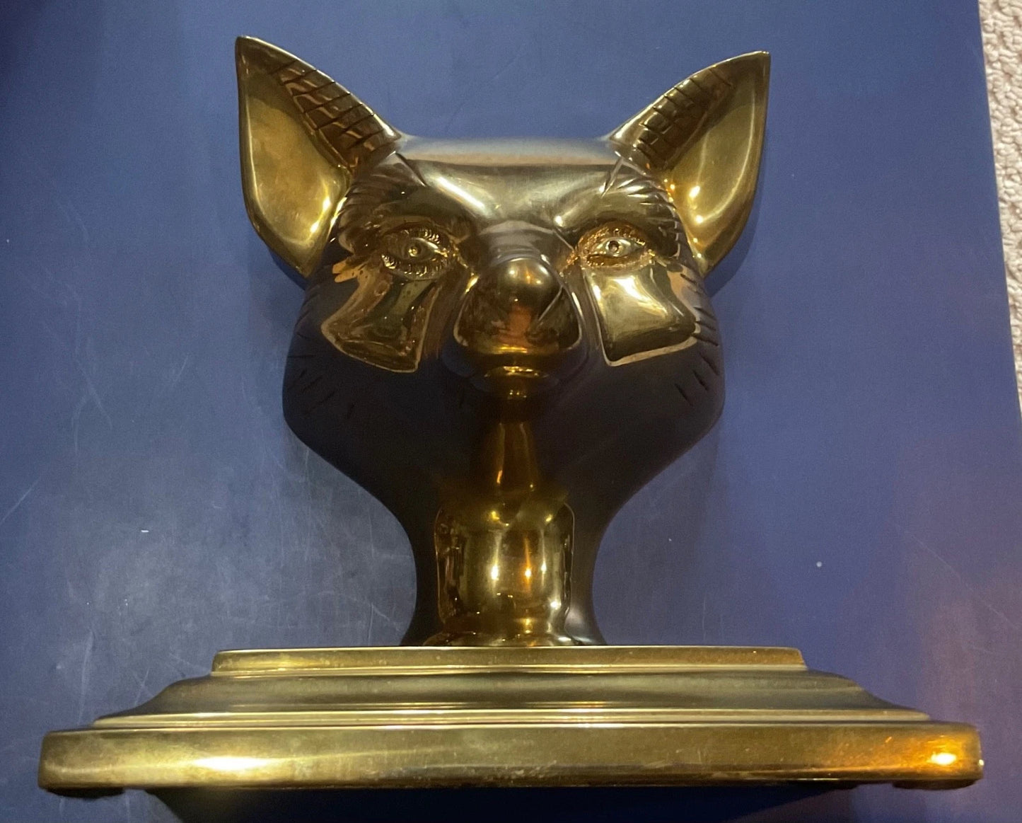 Brass Fox Head Bookend Or Doorstop