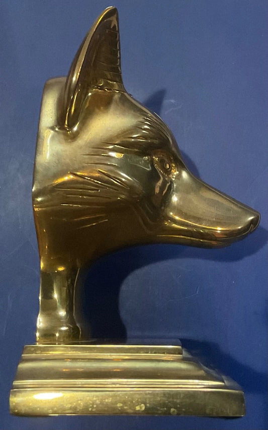 Brass Fox Head Bookend Or Doorstop