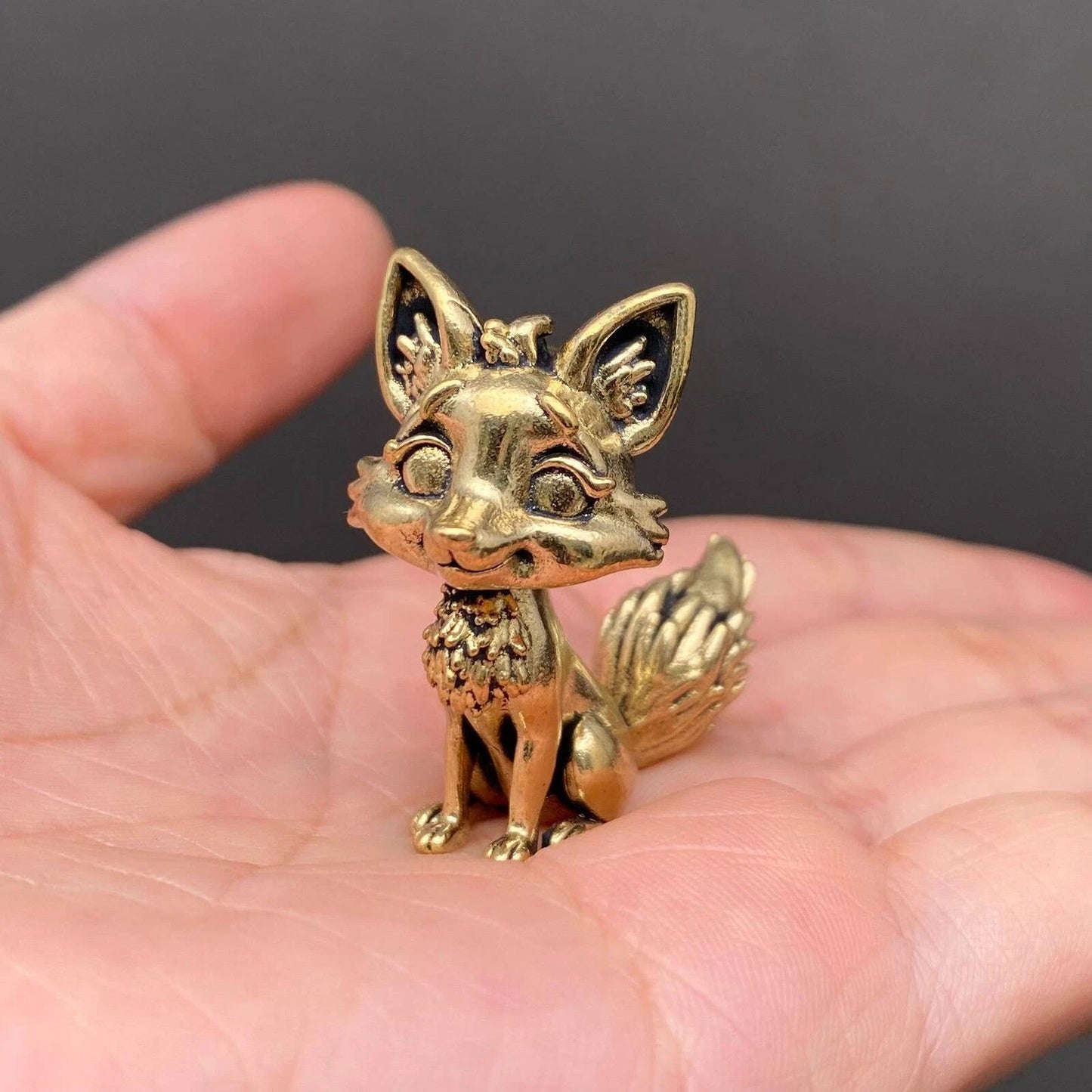 Brass Fox Miniature Figurine Statue