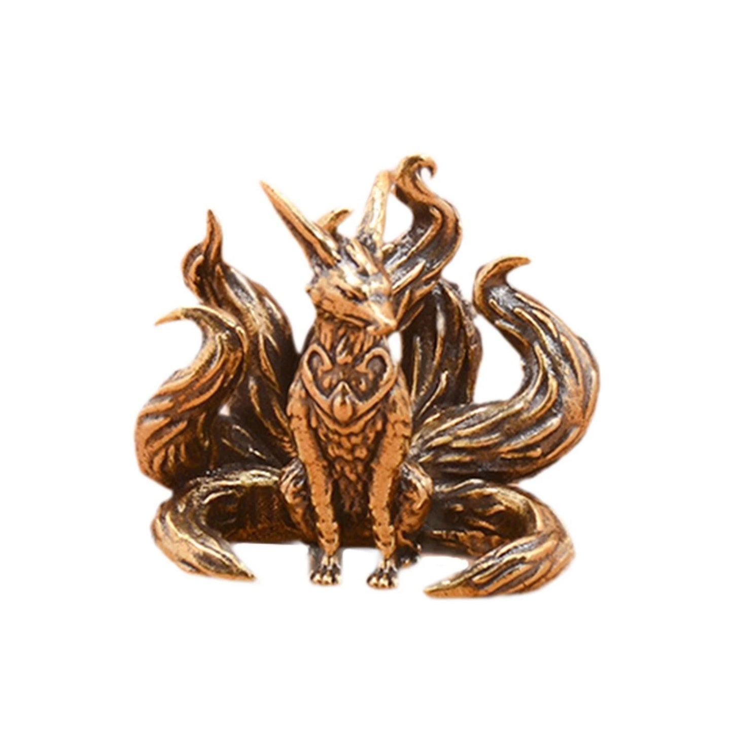 Mini Fox Statue Brass Miniature Figurine Tabletop Sculpture for Living Room