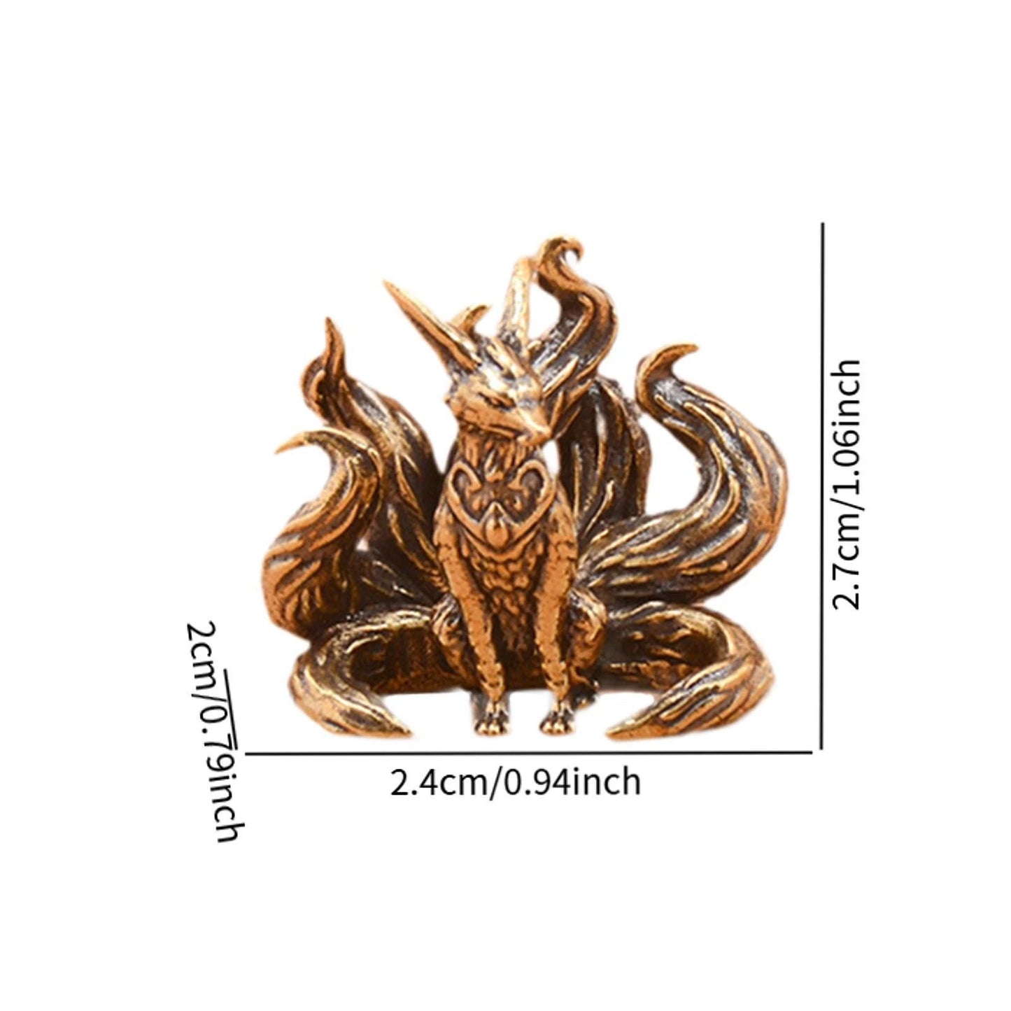 Mini Fox Statue Brass Miniature Figurine Tabletop Sculpture for Living Room